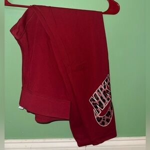 Nike Red Active Leggings with leopard Swoosh